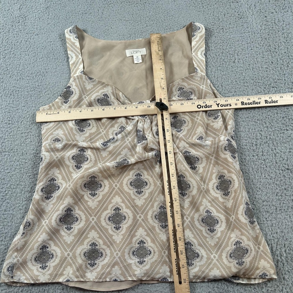 LOFT Blouse Womens 10 Beige Geometric Sleeveless Sweetheart Camisole Lined - Picture 8 of 13